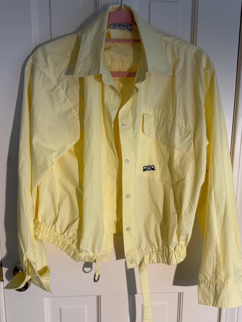 Loewe Pale Yellow Drawstring Hem Button-Front Utility Jacket - Picture 2 of 2
